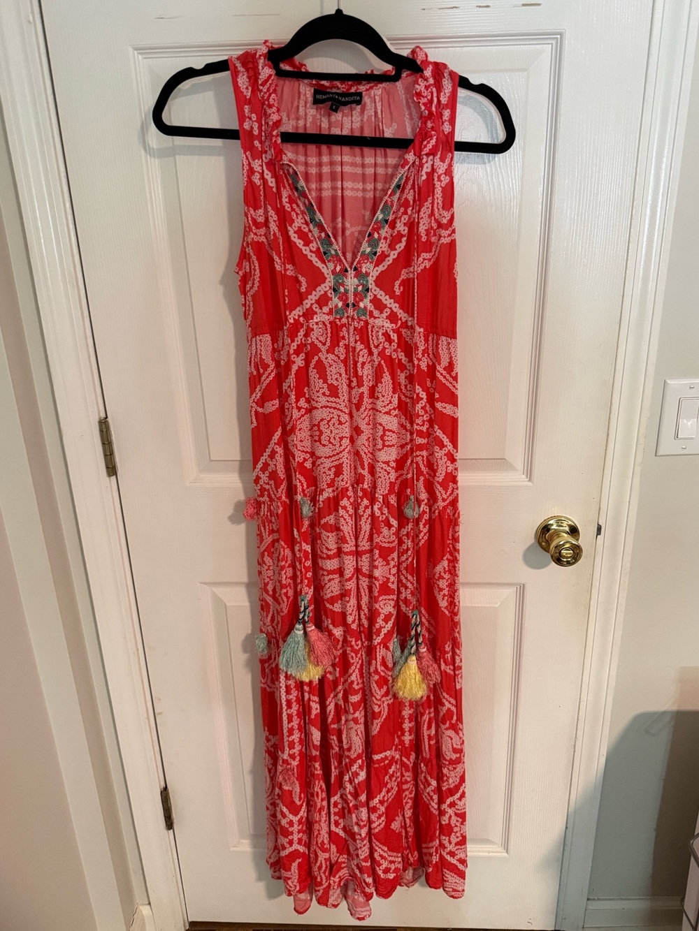 Hemant & Nandita Pink Printed Tassel Dress – Size S